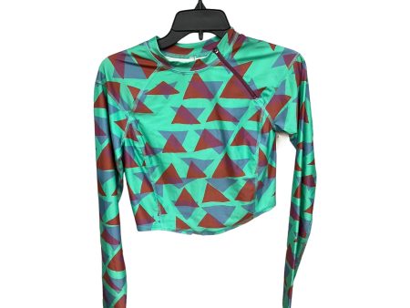 Geometric Pattern Athletic Top Long Sleeve Collar Free People, Size S Online Sale