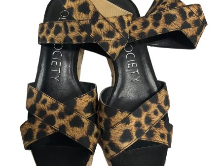 Animal Print Sandals Heels Wedge Sole Society, Size 6 For Sale