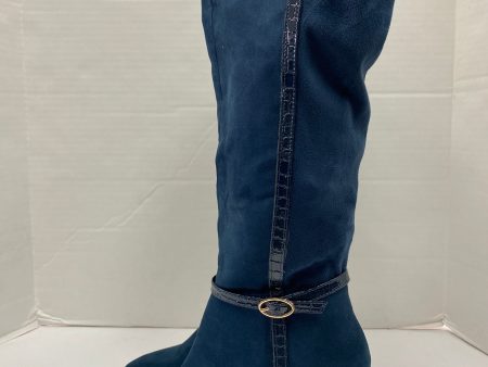 Blue Boots Mid-calf Heels Karen Scott, Size 7.5 Online